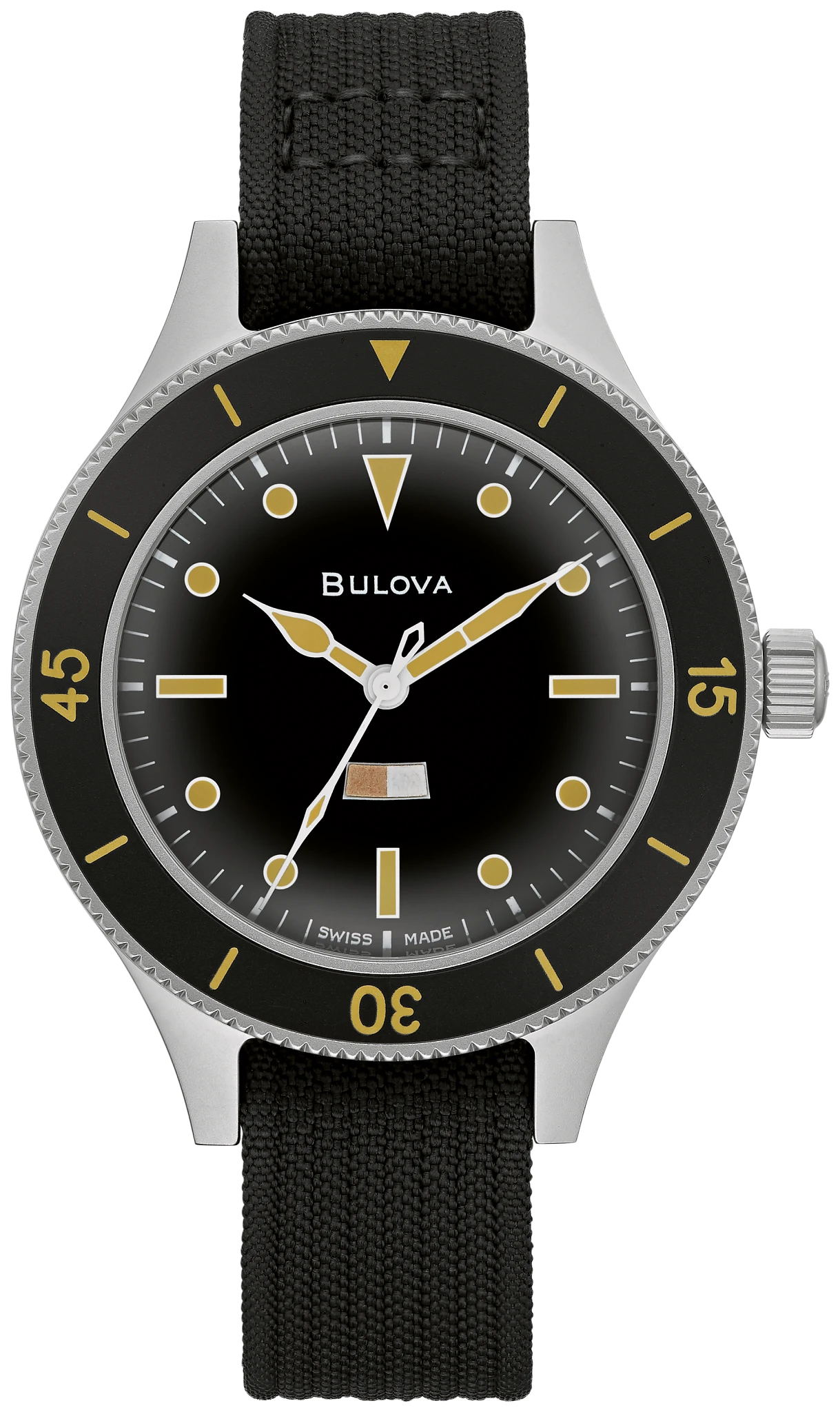 Black Dial Nylon Strap MIL SHIPS 98A265 | Bulova